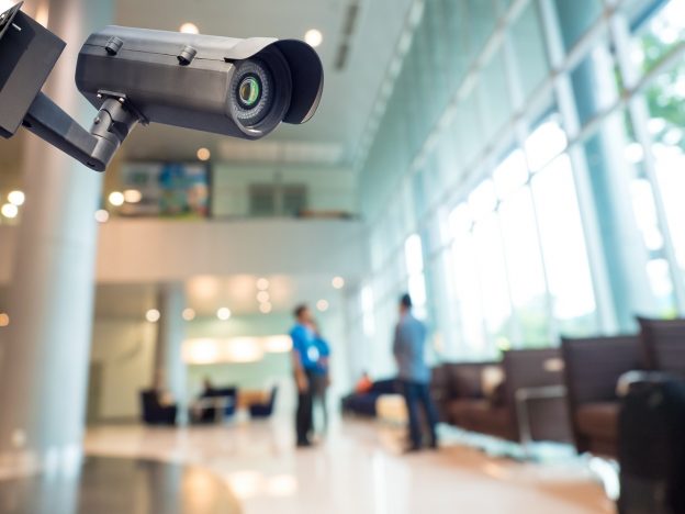 image of a security camera in a commercial place